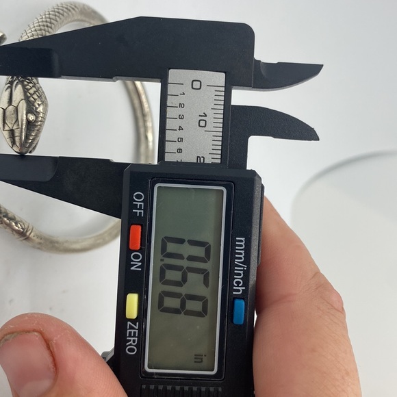 Vintage Marked MMA Silver Tone Snake Bangle 7.5” Length 3” Width - Picture 2 of 4